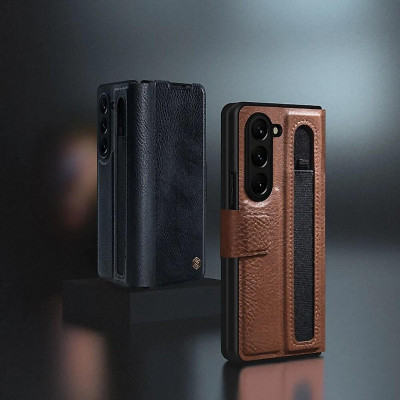 Bao da cho Samsung Galaxy Z Fold 6, Z Fold 5 có ngăn đựng S-Pen hiệu Nillkin (bảo vệ máy cực tốt, chất liệu da thật cao cấp, thiết kế thời trang cá tính) - Hàng chính hãng