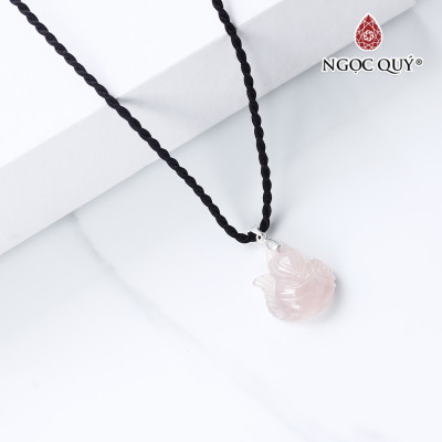 Mặt dây chuyền hồ ly đá thạch anh hồng 19x17mm mệnh hỏa, thổ - Ngọc Quý Gemstones