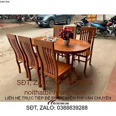 Bàn ăn bầu dục 6 ghế đục Thọ