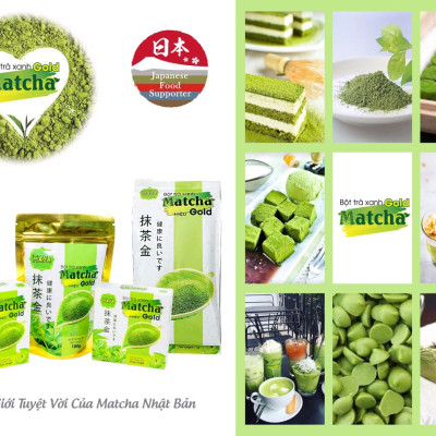 Bột Trà Xanh Matcha Hiệu Gold Cocoa Indochine (Hộp 10 Gói x 10g)