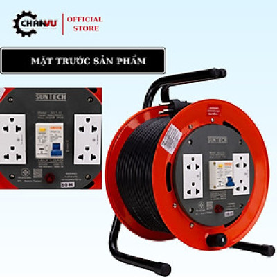 Ổ Cắm Rulo tròn quay tay, Ổ cắm Điện Kéo Dài chuyên dụng SUNTECH AC1520 - Dây 20m, Công Suất 2200W