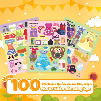 Sách - Sáng Tạo Thời Trang: Thời Trang Cho Búp Bê - Bóc Dán Hơn 100+ Stickers Quần Áo, Phụ Kiện Cho Bé Gái - Megabook