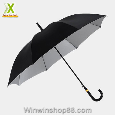 Ô dù đen trơn cán dài viền vàng 1m - Winz.vn