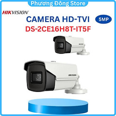 Camera HDTVI Starlight 5MP Hikvision DS-2CE16H8T-IT5F, hồng ngoại 80m, chống ngược sáng, Chuẩn bảo vệ IP67 - Hàng chính hãng