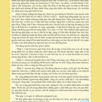 Bài Tập Bổ Trợ Toàn Diện Tiếng Anh 9 - Người Bạn Đồng Hành Của Các Học Sinh - ABB