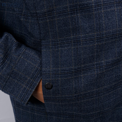 Áo Jacket nam 2 lớp cổ bẻ Novelty Casual caro nhỏ màu xám NJKMCNMT3B2305682