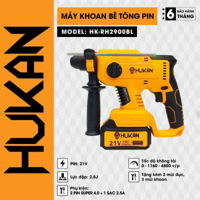 MÁY KHOAN PIN BÊ TÔNG 2.8J HK-RH2900B HUKAN  - HÀNG CHÍNH HÃNG
