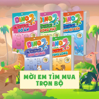 Sách - Dino Tập Vẽ - 4 Bước Vẽ Đơn Giản Khủng Long - Megabook