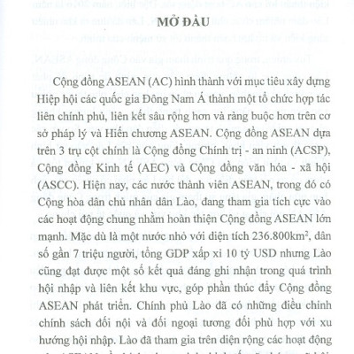 Quá Trình Tham Gia Cộng Đồng Asean Của Cộng Hòa Dân Chủ Nhân Dân Lào