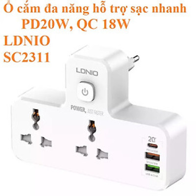 Ổ cắm đa năng 2500W hỗ trợ sạc nhanh QC18W PD20W LDNIO SC2311 _ Hàng chính hãng
