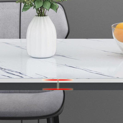 Bàn ăn đẹp chứa 4-6 ghế dài 1m4 mặt kính mạ vân đá, Bàn ăn hiện đại tại nhà BGA027
