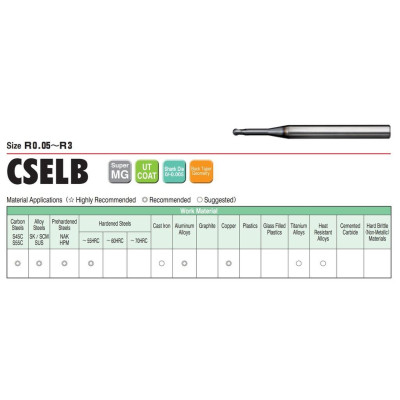 Dao Phay Cầu Cổ Dài R1x12x50L Union Tool CSELB2020-120-6, Dao phay ngón gia công trước nhiệt, đồng, nhôm