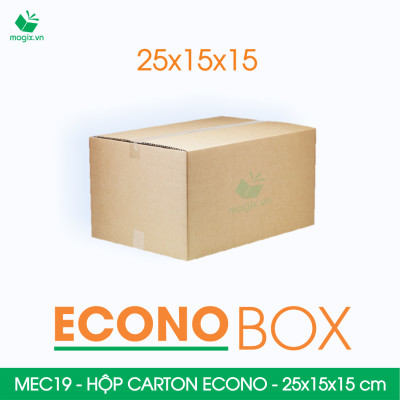 MEC19 - 25x15x15 cm - Combo 60 thùng hộp carton trơn siêu tiết kiệm ECONO