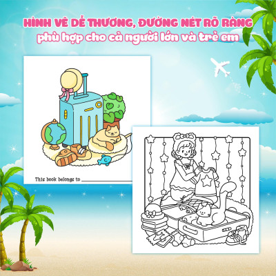 Girl Holiday Traveling Diary Coloring Book