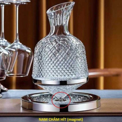 Bình Thở Rượu Vang 1500ml cao cấp đế xoay 360 độ – Bình Đựng Rượu Vang – Wine Decanter trang trí bàn ăn và làm quà tặng