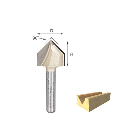 Mũi phay, mũi soi, mũi cắt rãnh chữ V 90độ 1/4"x1/4" (D=H=6.35mm) ARDEN