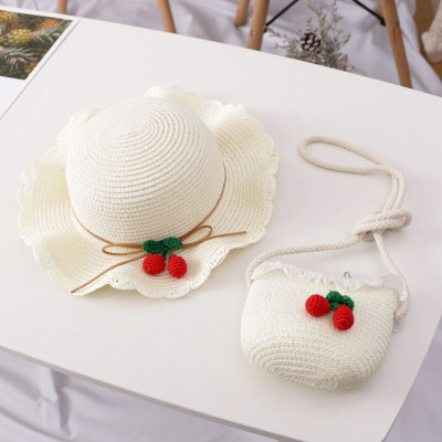 Set mũ cói và túi cói cho bé gái 2 đến 6 tuổi  - Nâu