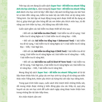 Super Test - Đề Kiểm Tra Nhanh Tiếng Anh Cho Học Sinh Lớp 4