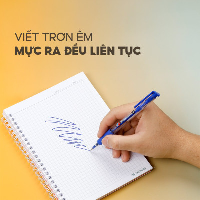 Combo 5/10/20 Bút bi Thiên Long TL-025  ngòi 0.8mm mực xanh đỏ đen có tấm đệm mềm giúp cầm êm tay và giảm trơn khi viết