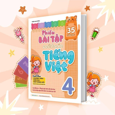 Sách - Phiếu Bài Tập Cuối Tuần Toán, Tiếng Việt, Tiếng Anh Lớp 4 - Combo 3 Cuốn - Megabook