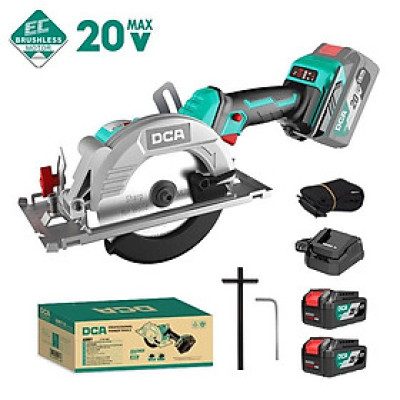 MÁY CƯA ĐĨA TRÒN KHÔNG CHỔI THAN DÙNG PIN 20VMAX/4AH*2 SẠC 2A DCA ADMY140SEM - HÀNG CHÍNH HÃNG