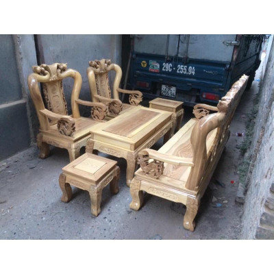 ​Bộ bàn ghế giả cổ trạm đào gỗ sồi nga