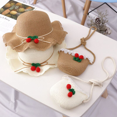 Set mũ cói và túi cói cho bé gái 2 đến 6 tuổi  - Nâu