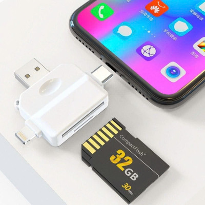 Đầu đọc thẻ nhớ SD, TF đa năng 3in1 Type c, L, USB dùng cho điện thoại, laptop, máy ảnh - Hàng nhập khẩu