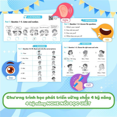 Sách - Big 4 Bộ Đề Tự Kiểm Tra 4 Kỹ Năng Nghe - Nói - Đọc - Viết Tiếng Anh Cơ Bản Và Nâng Cao Lớp 3 - Tập 1 - Megabook