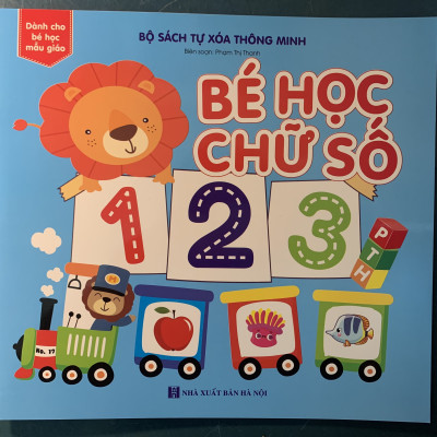 Bộ Sách Tự Xóa Thông Minh - Kèm 02 bút tự xóa - 4 cuốn Toán, Chữ cái, chữ số, hình khối và màu sắc - Sách cho bé học mẫu giáo