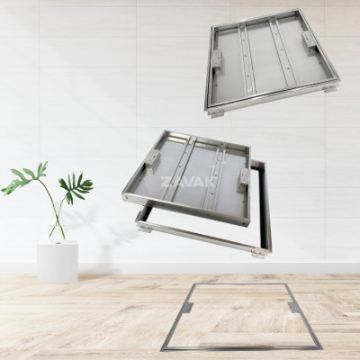 Nắp Bể Ngầm Trong Nhà 40x40cm Inox 304 ZAVAK MHIs-40 Nắp bể nước âm sàn, Nắp hố ga Inox 304