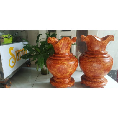 Cặp Bình củ tỏi bụng tròn đẹp gỗ nu gỗ hay gỗ gõ vẽ nu cao 42cm x đk bình 25cm x chân 20cm ý nghĩa cặp bình đem đến Bình An, phú quý tài Lộc trưng phòng khách nhà đẹp lắm 2 bên bàn thờ Thần Tài sáng đẹp sang luôn ạ