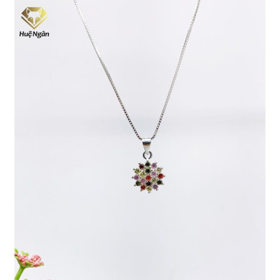 Dây chuyền bạc Ý 925 Huệ Ngân -Hoa đá D160008-M