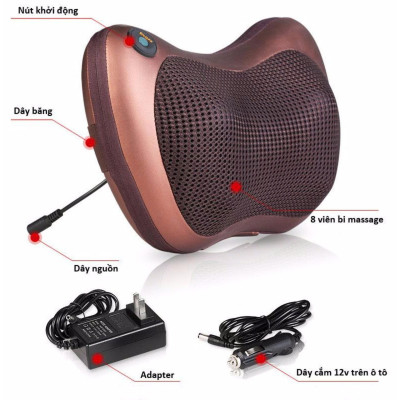 Gối Massage Hồng Ngoại 8 Bi Đảo Chiều -Massage Cổ, Vai, Gáy , Kèm Tẩu Sạc Trên Xe Hơi Vô Cùng Tiện Lợi