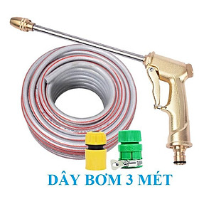  Bộ dây vòi xịt nước rửa xe, tưới cây . tăng áp 3 lần, loại 3m, 5m 206701-3 đầu đồng,cút nối nhựa vàng+ tặng đai