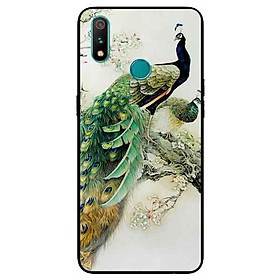 Ốp Lưng in cho Realme 3 Pro Mẫu Chim Công Hoa Trắng - Hàng Chính Hãng