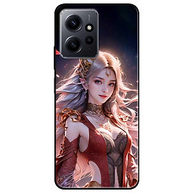 Ốp lưng Redmi 12 - Redmi note 12 4G - 12 Pro 4G - 12 Pro 5G  - Mỹ Nữ Áo Đỏ Đen - Hàng Chính Hãng