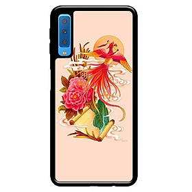 Ốp in cho Samsung Galaxy A7 2018 Phượng Hoàng Nền Hồng - Hàng chính hãng