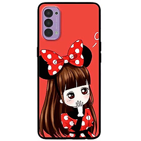 Ốp lưng dành cho Oppo Reno 4 mẫu Cô Gái Đầm Chấm Bi