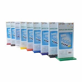 Kệ menu nhà hàng, Standee mica để bàn, Bảng quét mã QR Code, Kệ mica 2 mặt Enter E09 100x210mm đế lùa