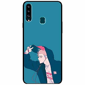 Ốp lưng dành cho Samsung A20s mẫu Cậu Bé Tai Nghe Đỏ