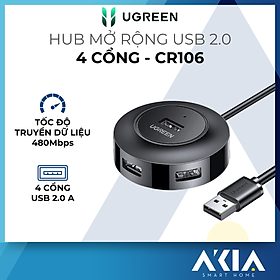 Hub USB 2.0 UGREEN CR106 - 4 cổng tốc độ cao, Bảo hành 18 tháng  - Hàng chính hãng