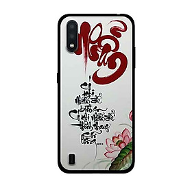 Ốp Lưng in cho Samsung Galaxy A01 Mẫu Thư Pháp NHẪN Nền Vàng - Hàng Chính Hãng