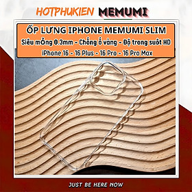 Ốp lưng siêu mỏng 0.3mm chống ố cho iPhone 16 Pro Max / 16 Pro / 16 Plus / 16 hiệu HOTCASE Memumi Crystal thiết kế ôm sát máy, chống sốc , chống trầy xước - Hàng nhập khẩu 