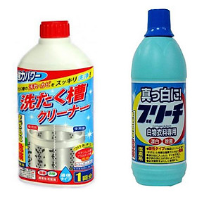 Combo chai nước tẩy lồng máy giặt 400ml + nước tẩy quần áo 600ml Rocket nội địa Nhật Bản