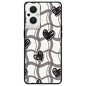 Ốp lưng cho Oppo Reno 2Z, 2F - 6z - 7z 5G - 8z 5G - A96 5G - 8T 4G - 8T 5G - Họa Tiết Tim Đen - Hàng Chính Hãng