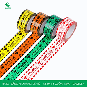 Combo 6 cuộn băng keo HÀNG DỄ VỠ 4.8 cm - Băng dính niêm phong đóng hàng - Nhiều màu
