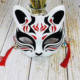 Mặt nạ Cáo Nhật anime hóa trang Hallowen màu Đỏ và Đen