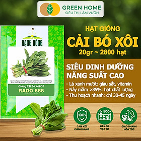 Hạt Giống Rau Cải Bó Xôi GreenHome, Gói 20g~2800 hạt, Dễ Trồng Nảy Mầm Cao, Năng Suất Cao R07