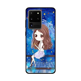 Ốp Lưng Dành Cho Samsung Galaxy S20 Ultra mẫu Nàng Che Dù nền Xanh - Hàng Chính Hãng